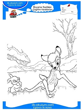 Çocuklar İçin Bambi Boyama Sayfaları 